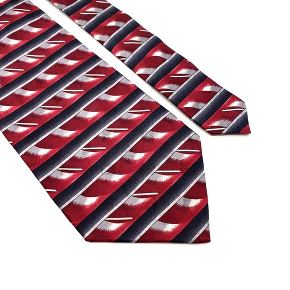 Signorcelli Mens Necktie Designer Maroon Black Accessory Office Work Casual Dad - Picture 2 of 5